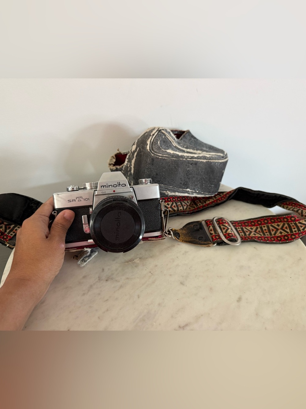 Vintage Minolta Camera SRT101 /w strap, case as is